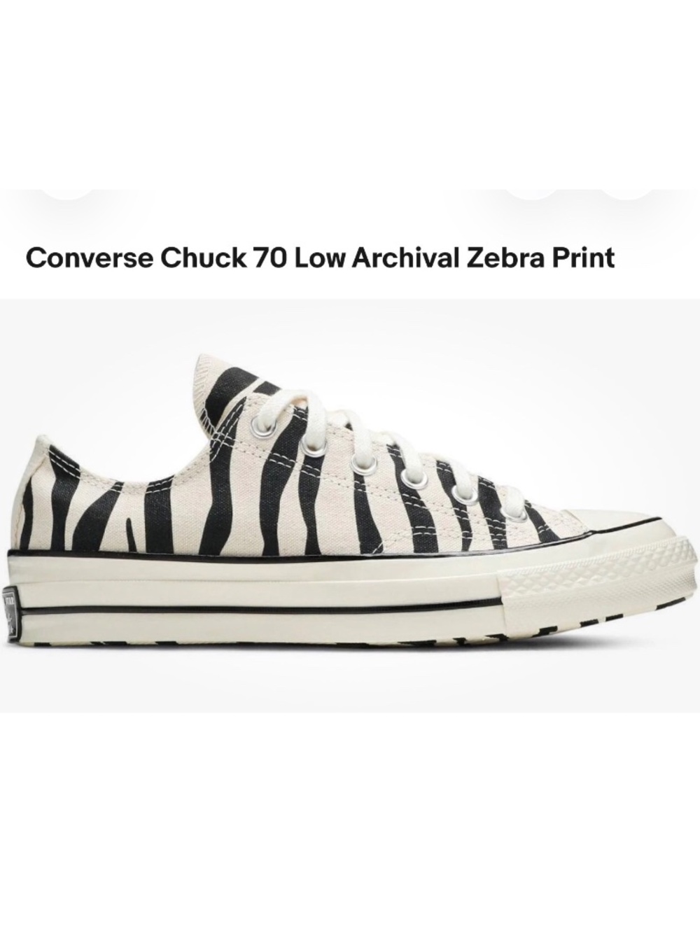Converse Chuck 70 Low Archival Zebra Print 167811C Size 10